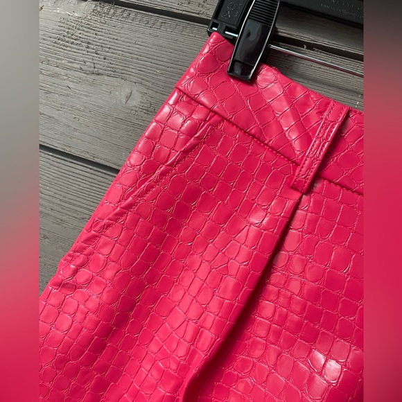 NWT 2pc 7 For All Mankind Pink Croc Leather Corset Crop Top Shorts Set Sz Small - Picture 11 of 16